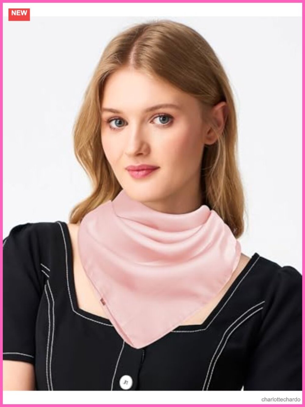 27.5" Square Silk-Like Satin Head Scarf Hair Wrap Bandana - Picture 4 of 5